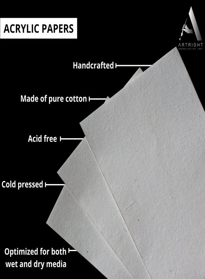 ArtRight White Net Handmade Papers (280 GSM) Ultra Premium fine Textured Dotted Handmade Watercolor Papers for Watercolour, Acrylic, Ink and Mixed Media (A4-40) - Image 3